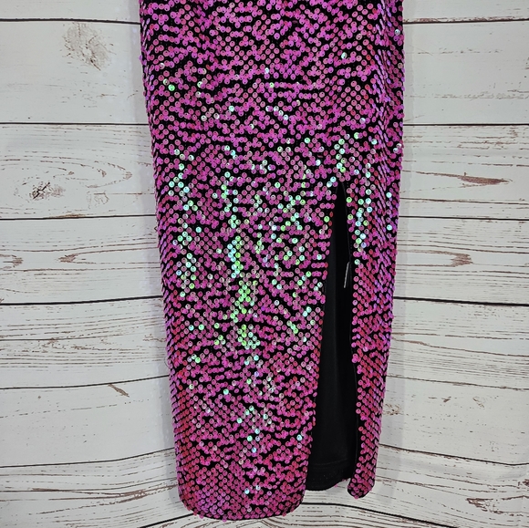 Sho by Tadashi Shoji | Richie Pink Iridescent Sequin Midi Dress NWT - Picture 5 of 8